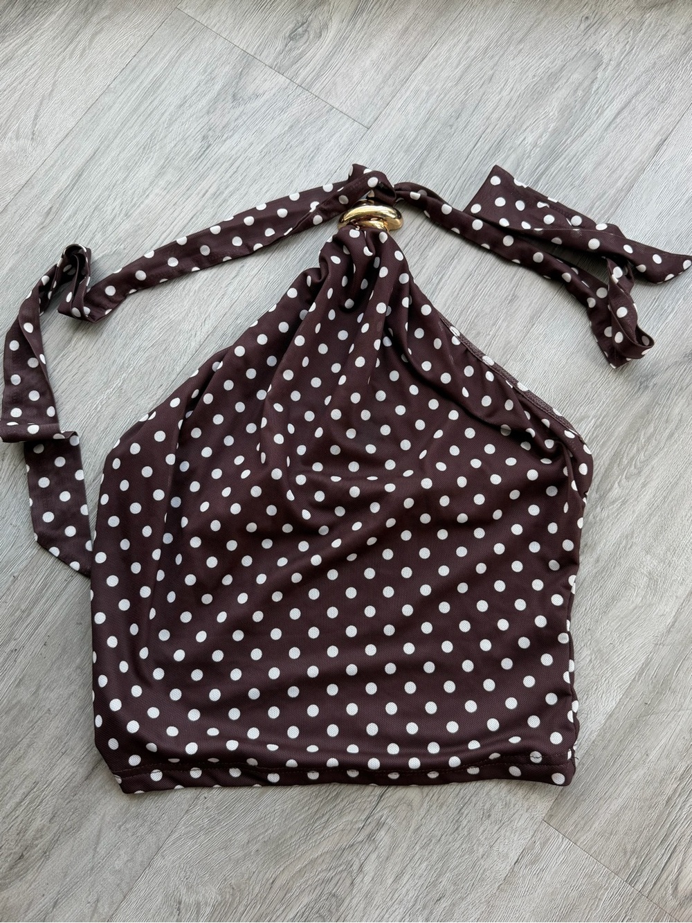 Brown Polka Dot Halter Top